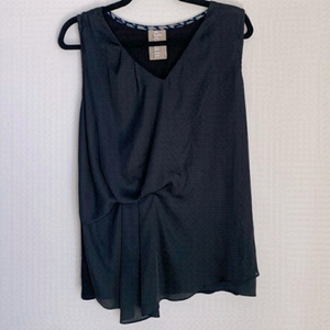 DOLAN | Black Sleeveless Blouse with Front Twist Detail Size S